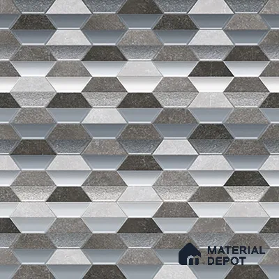 Geometric Wall & Floor Tile TL 07237 F Alpi 8004 GLM (Silver) 1 ft x 1 ft Ceramic Matte Finish - 9 mm  | 2 mm Spacer is Mandatory | Please Expect a Slight Variation of Pattern (Sample)